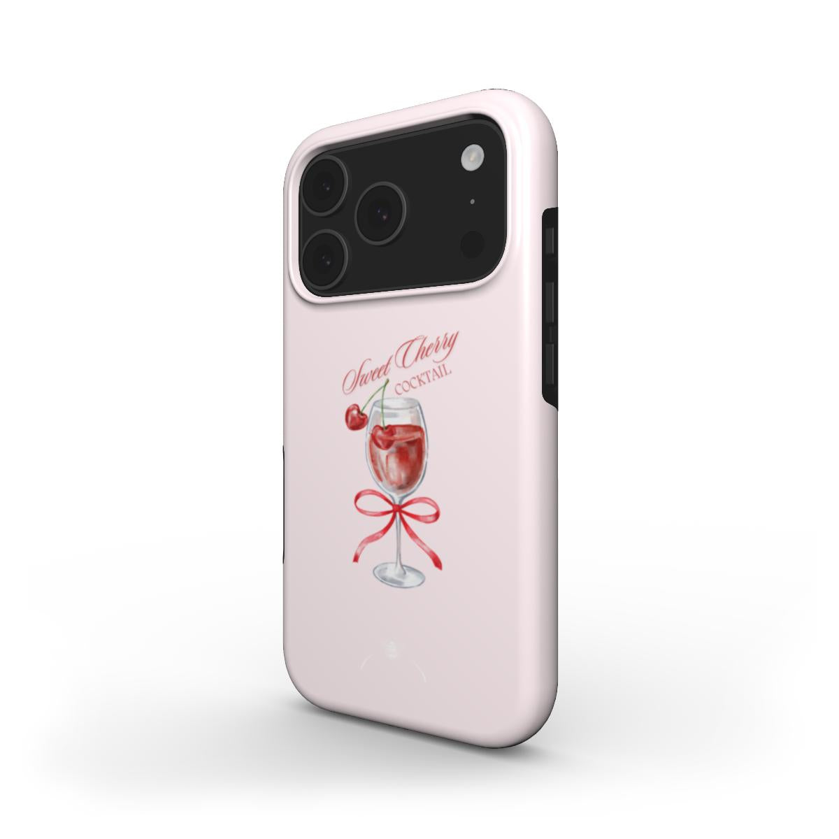 Cherry Cocktail phone case in light pink