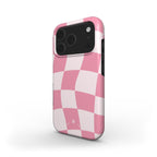 Checkered phone case in light pink