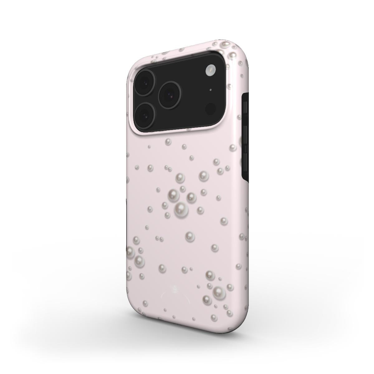 Premium phone case with luxury pearls in light pink color