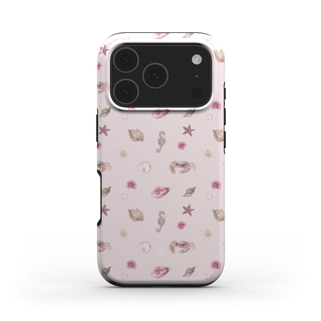 Summer vibes phone cover with small sea animal pattern in light pink