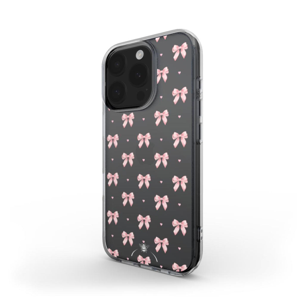 Soft Pink Bow Aesthetic Clear Phone Case