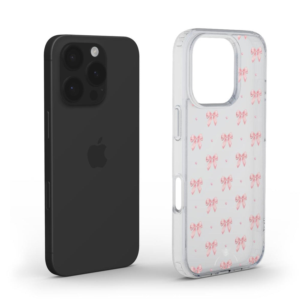 Soft Pink Bow Aesthetic Clear Phone Case
