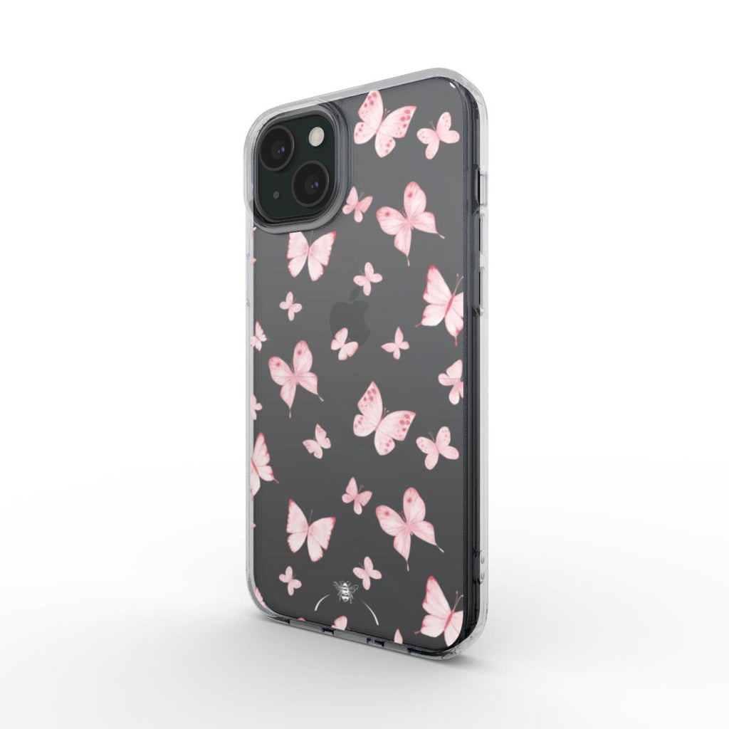 Spring Butterfly Clear Phone Case Pink
