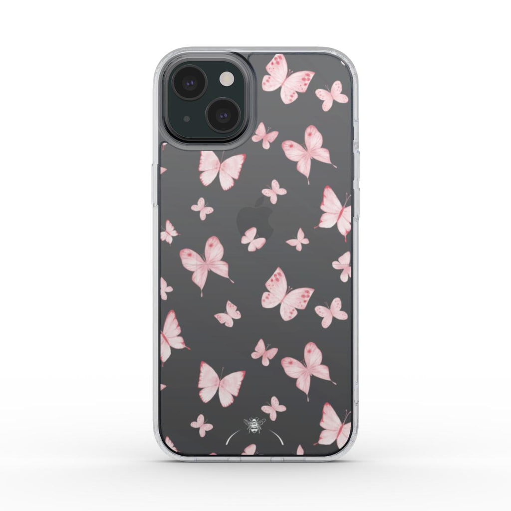 Spring Butterfly Clear Phone Case Pink