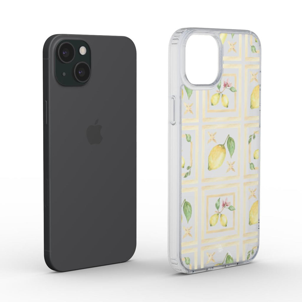 Lemon Grid Clear Phone Case
