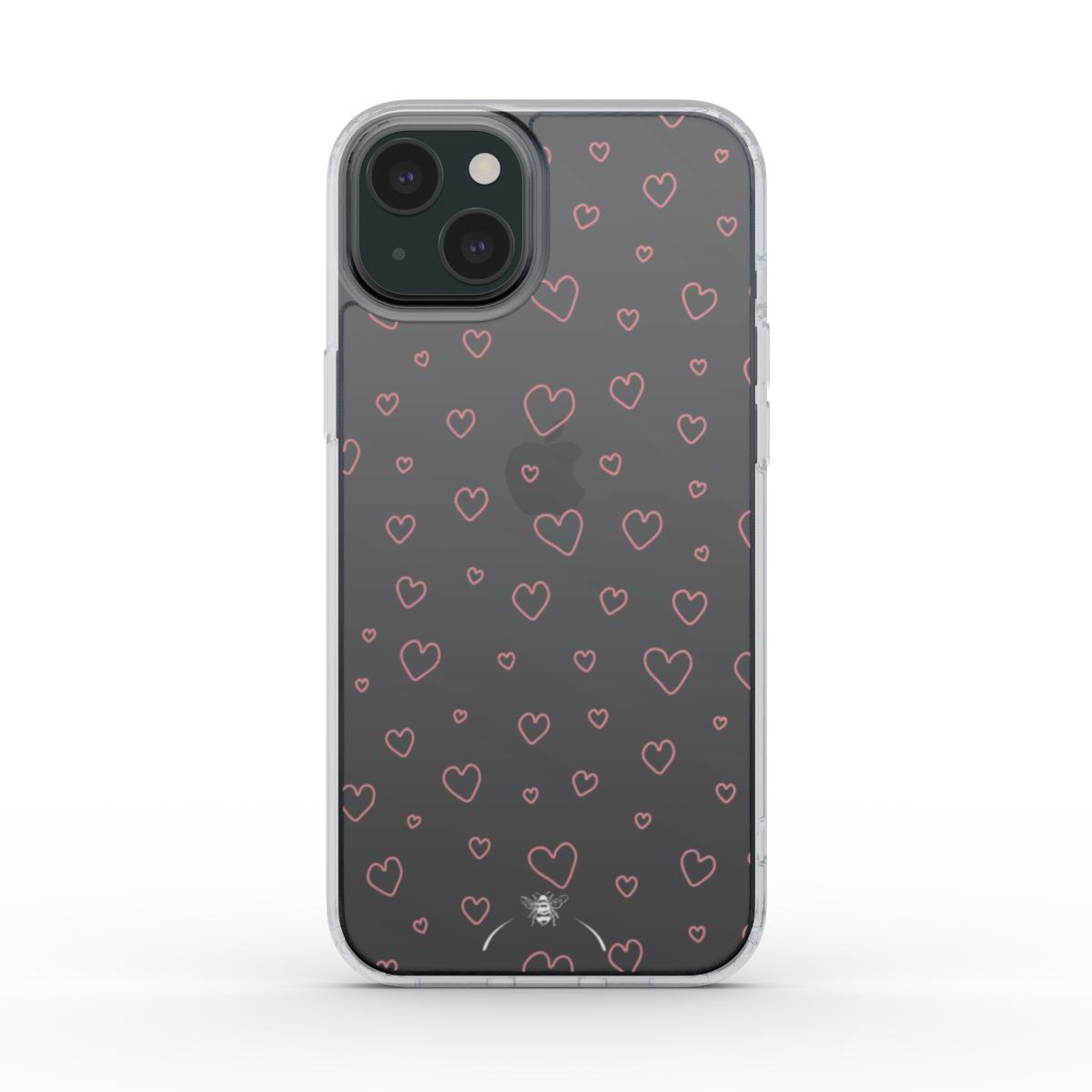 Pink Small Hearts Clear Phone Case