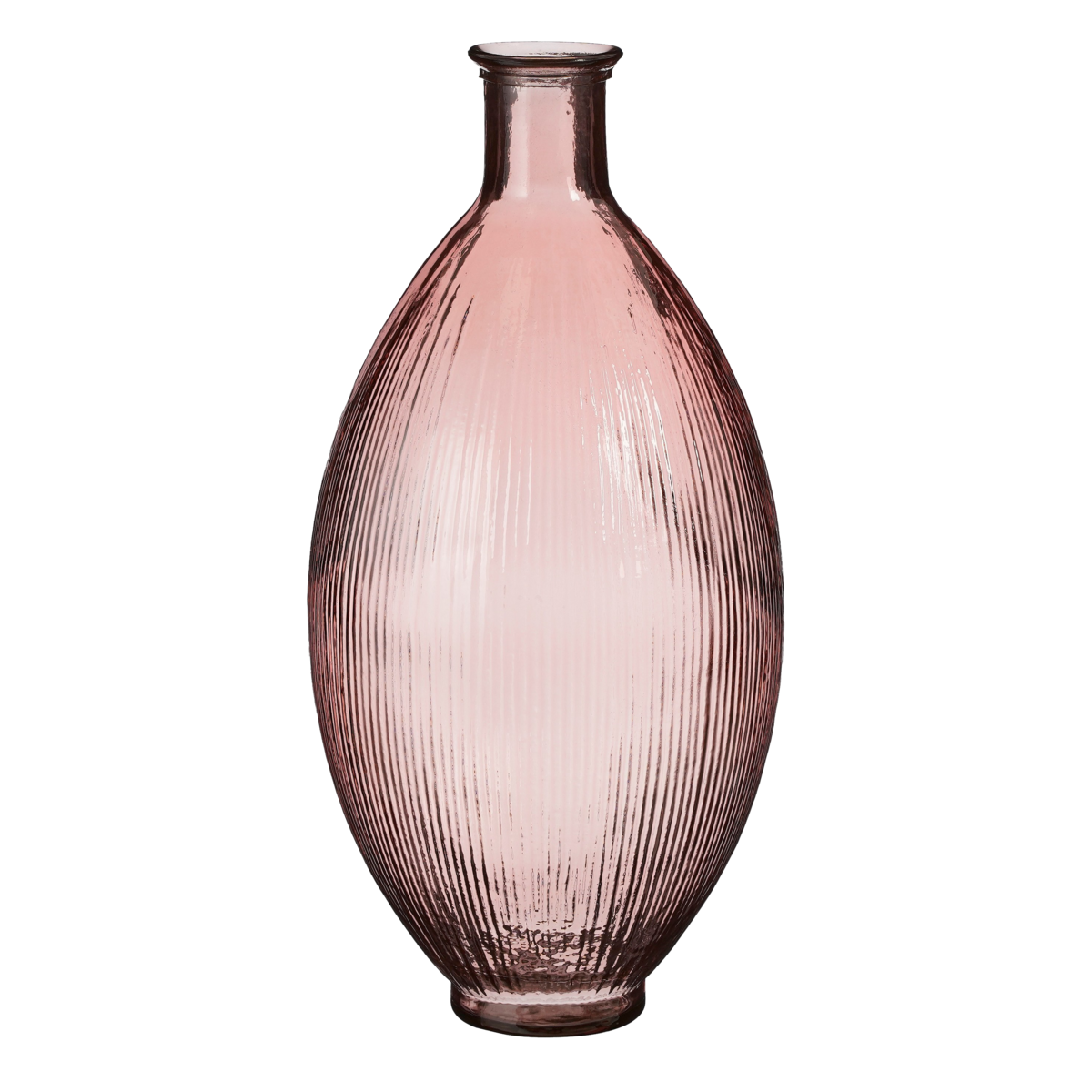 Structuur Fles Vaas H59 x Ø29 cm Gerecycled Glas Lichtroze