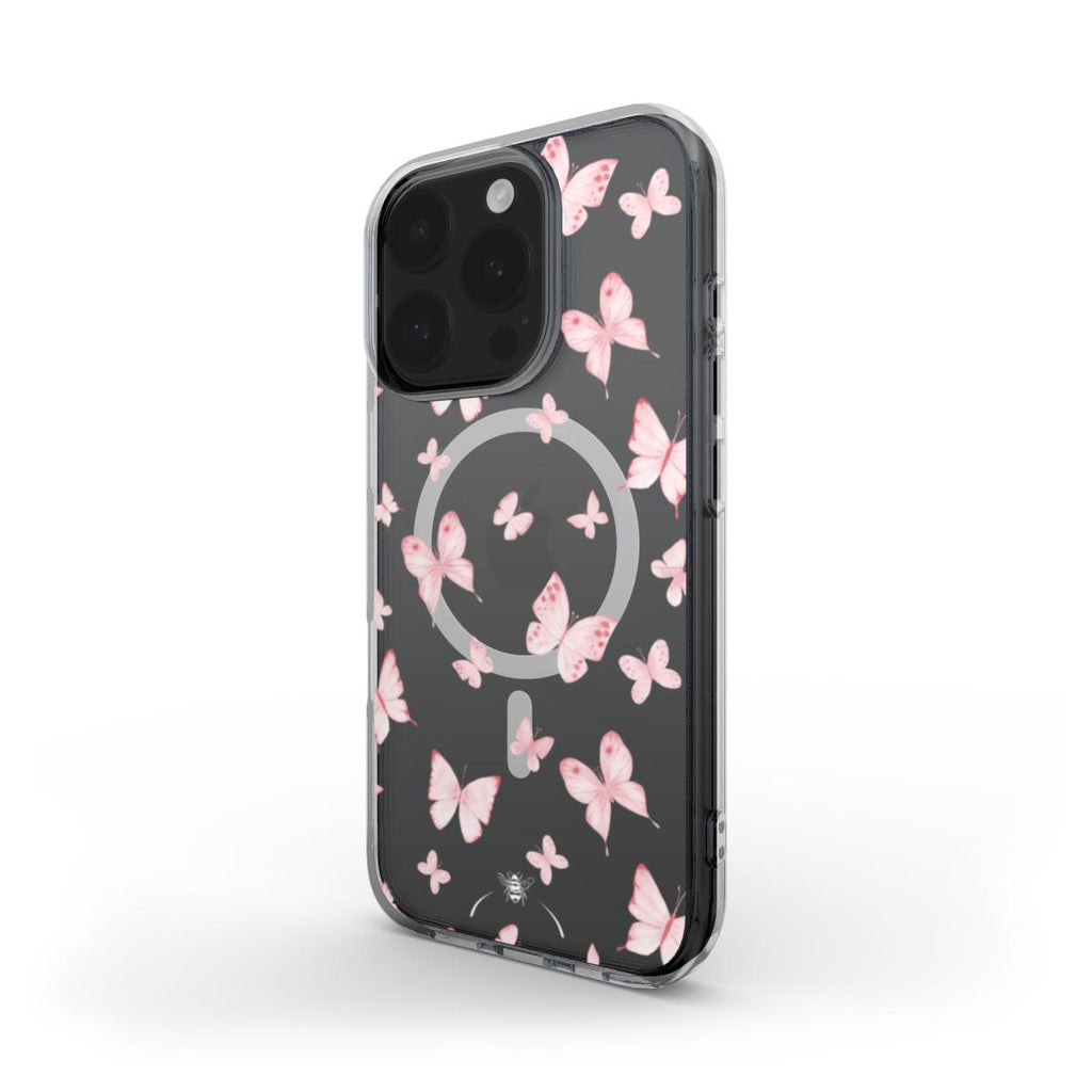 Spring Butterfly MagSafe Clear Phone Case Pink