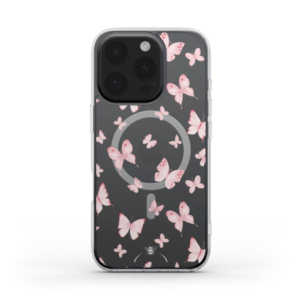 Spring Butterfly MagSafe Clear Phone Case Pink