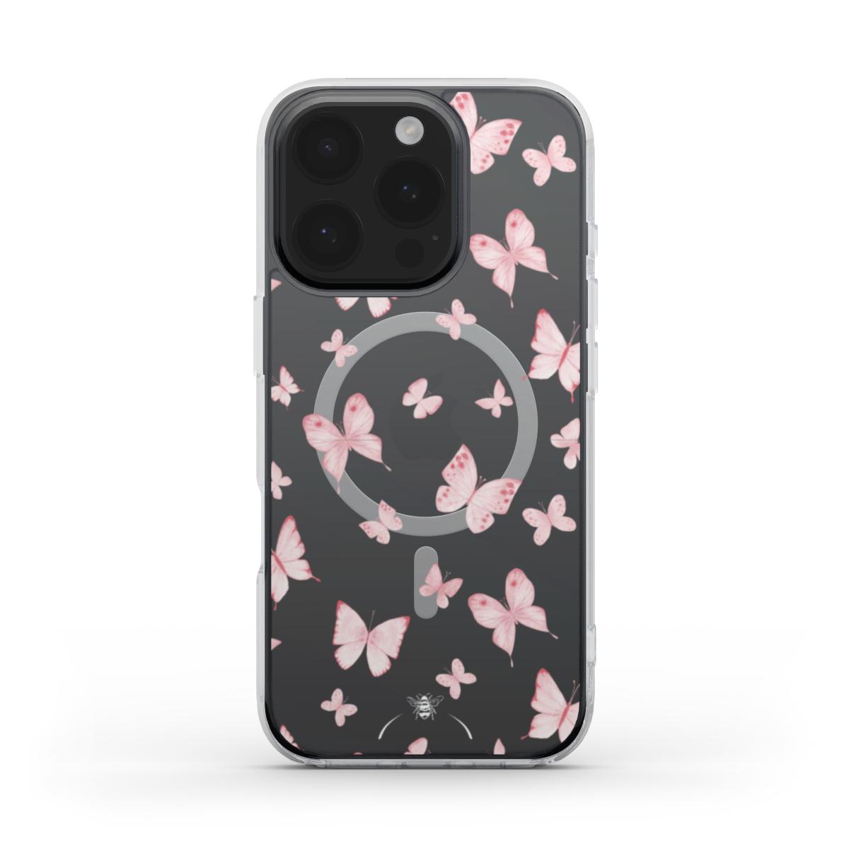 Spring Butterfly MagSafe Clear Phone Case Pink