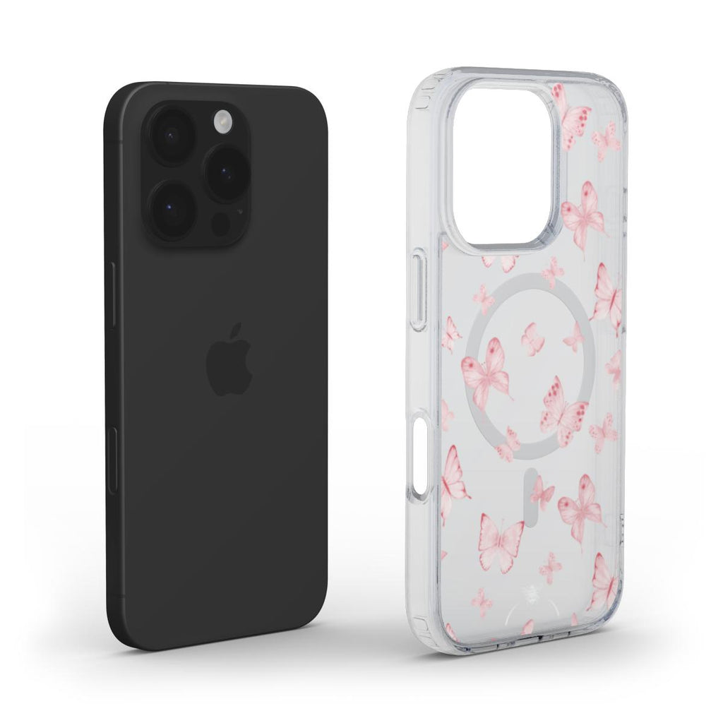 Spring Butterfly MagSafe Clear Phone Case Pink