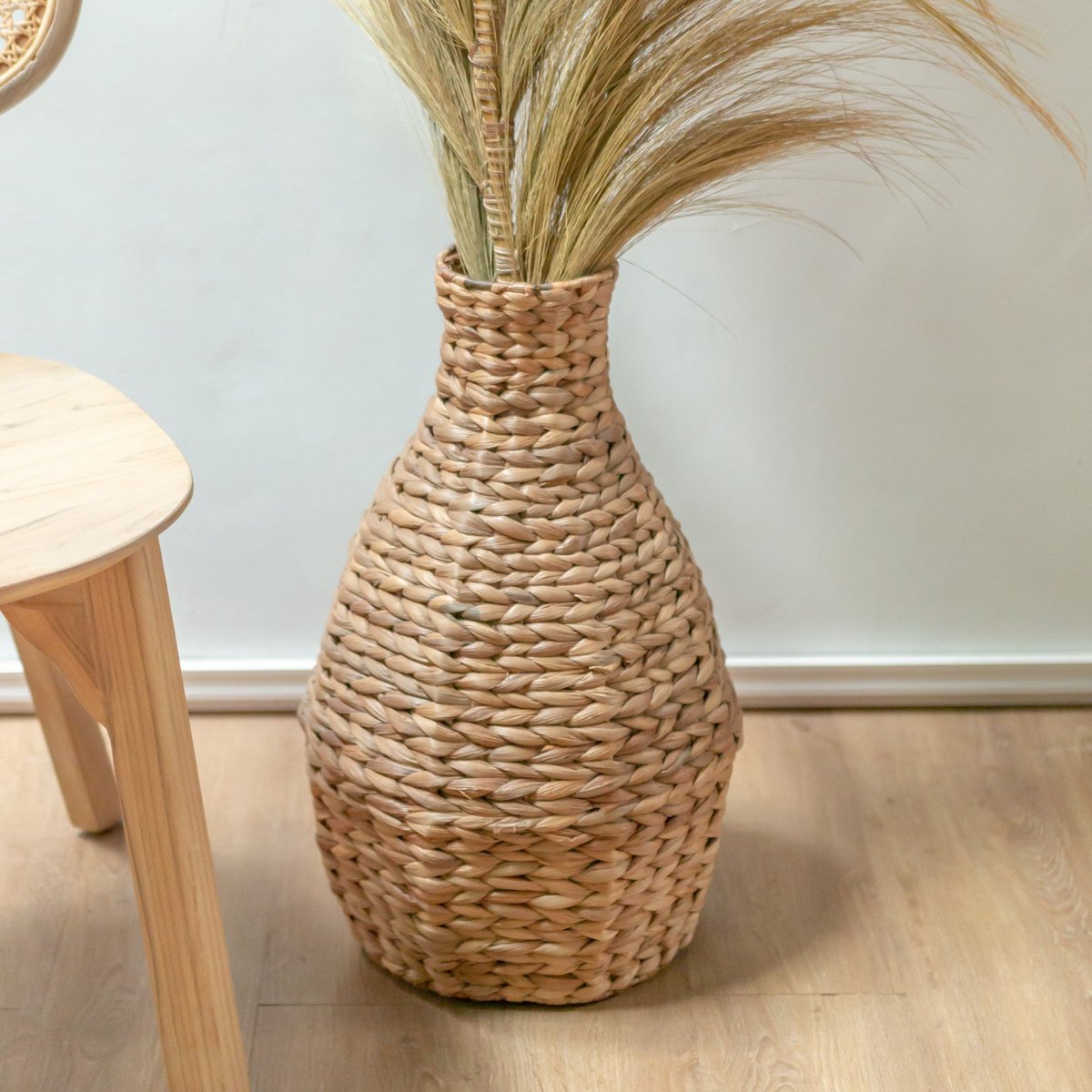 Nila Fles vormige BOHO Gevlochten Vaas Naturel