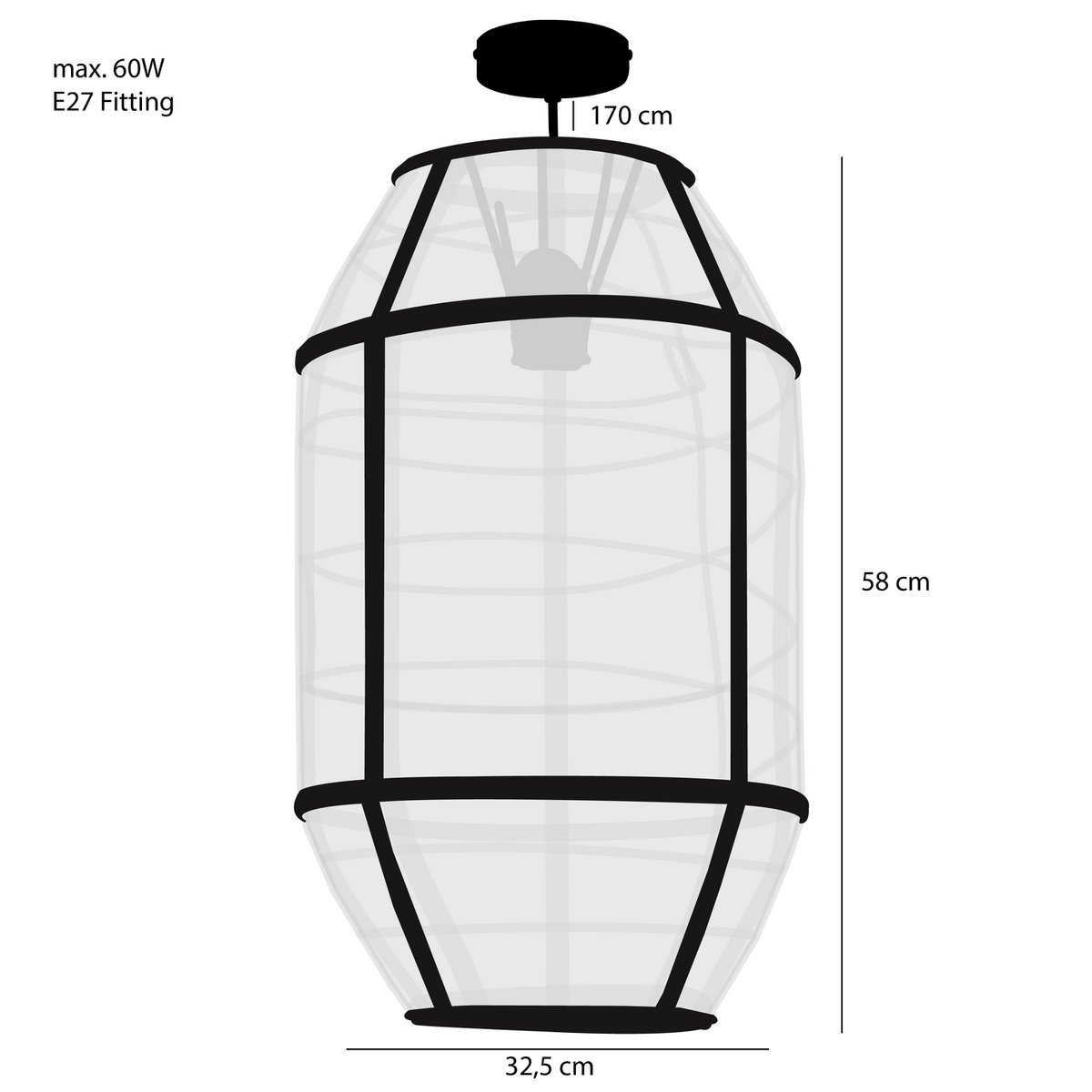 Eliza Hanglamp Beige met Zwarte Details