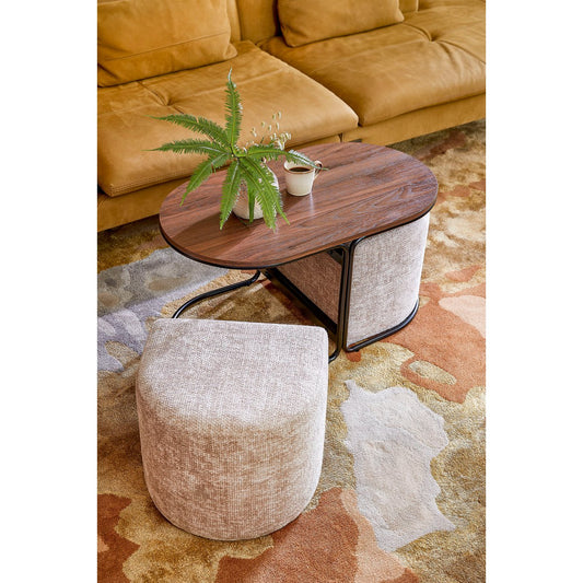 Multi Salontafel met 2 poefjes
