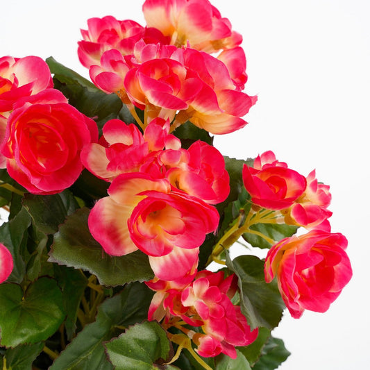 Begonia Kunstplant in Bloempot Stan H30 x Ø25 cm Donkerroze