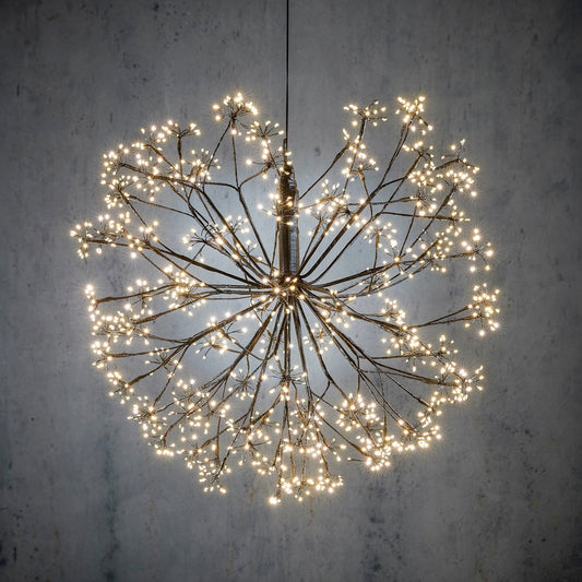 Ronde Bal met warm witte LED Lampjes Ø60 cm zwart Kerstverlichting