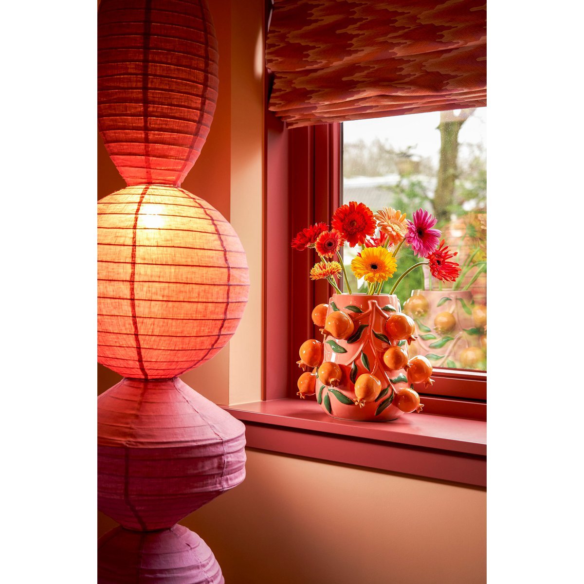 Granaatappel Vaas H31 x Ø34 cm Keramiek Roze