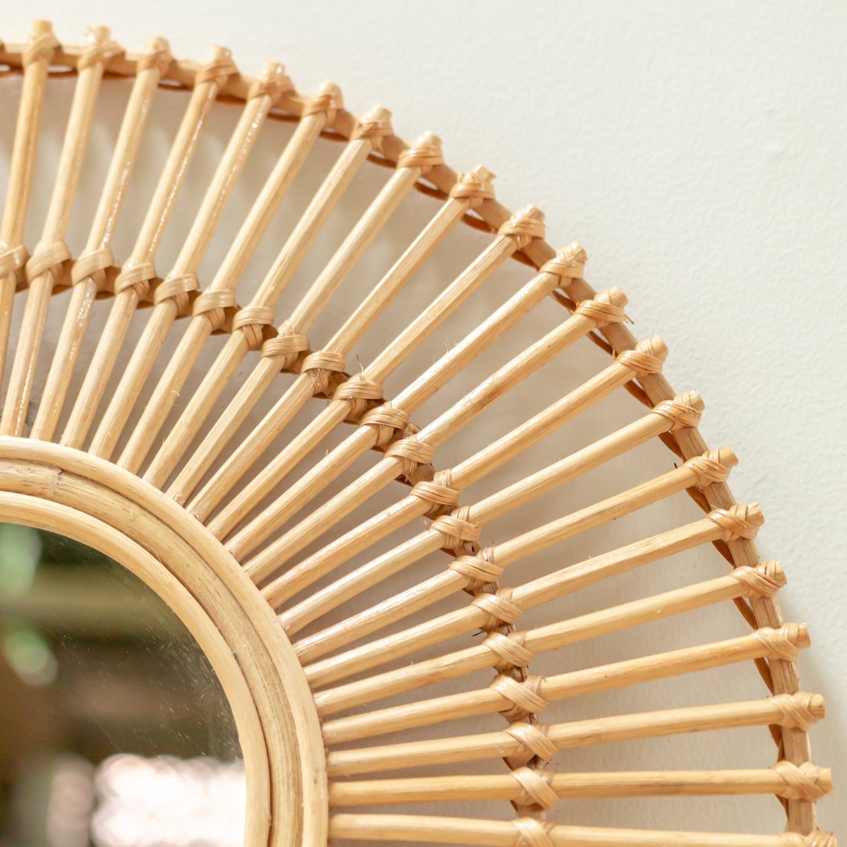 Aulia Ronde Rotan Spiegel 58 cm Handgemaakte Boho