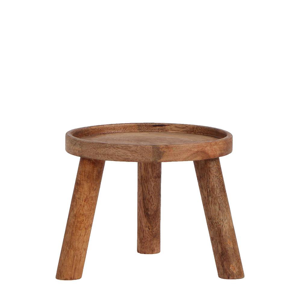 Houten krukje plantenstandaard Ø12cm