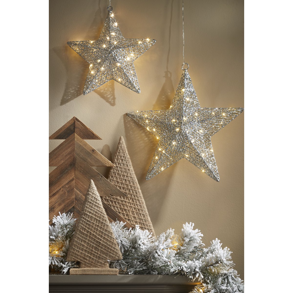 Ster met warm witte LED Lampjes Ø40 cm Zilver Kerstverlichting