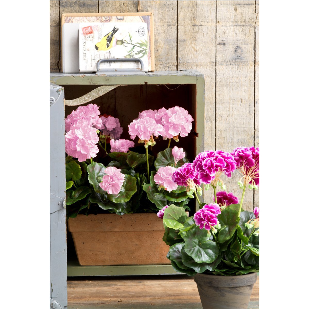Geranium Kunstplant in Balkonbak L29 x B13 x H40 cm Roze