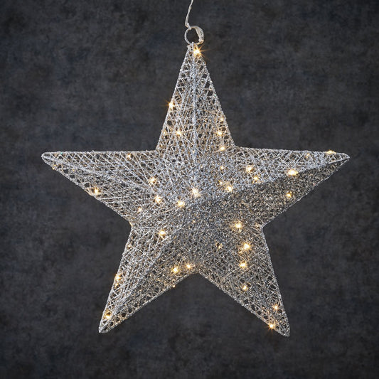 Ster met warm witte LED Lampjes Ø40 cm Zilver Kerstverlichting