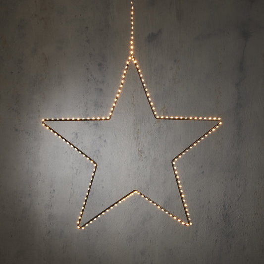 Hangende Ster met warm witte LED verlichting H128 x Ø58 cm zwart Kerstverlichting