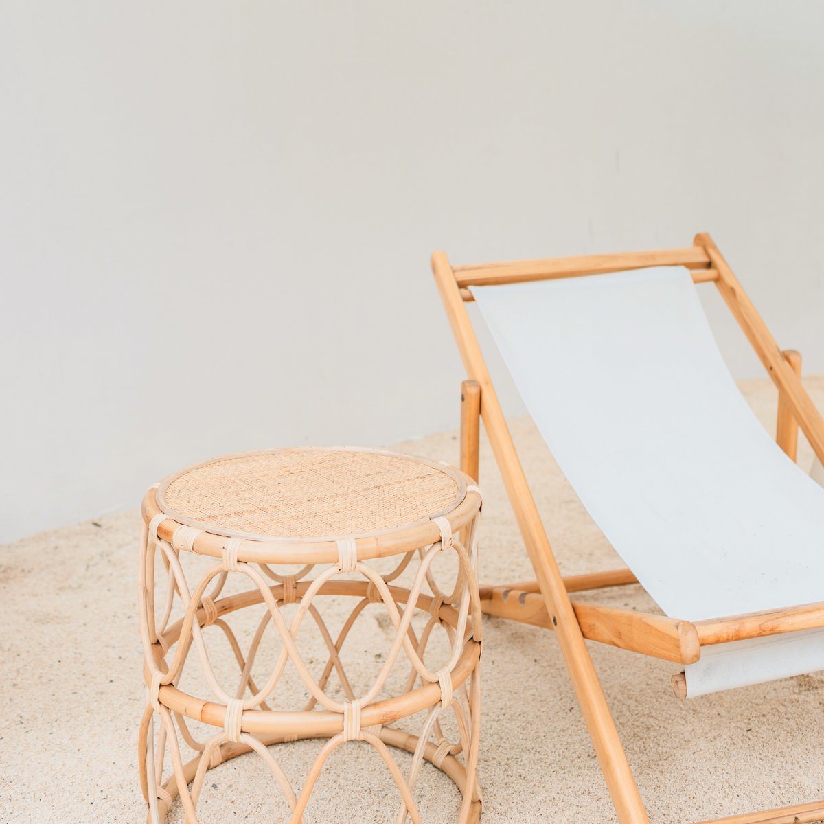 BOHO Ronde Rotan Bijzettafel met patroon