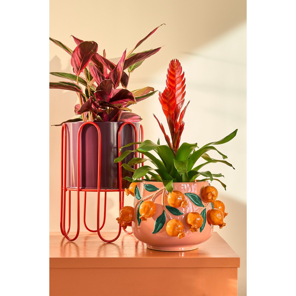 Granaatappel Bloempot Binnen H19 x Ø29 cm Keramiek Roze