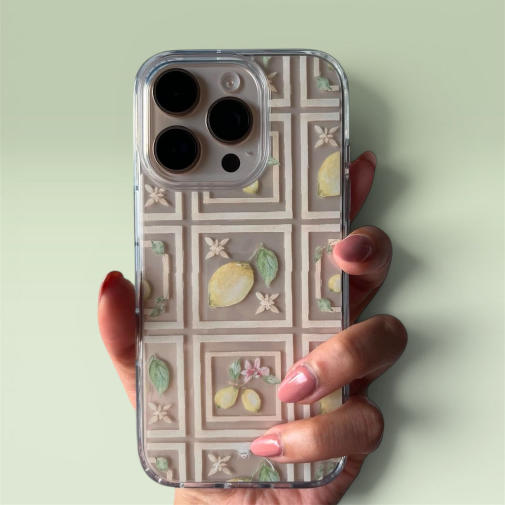 Lemon Grid Clear Phone Case