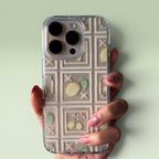 Lemon Grid Clear Phone Case