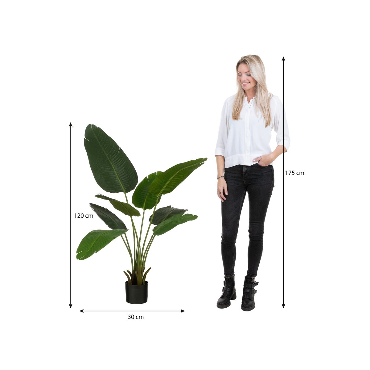 Kunstplant Bananenboom H120 x Ø30 Groen