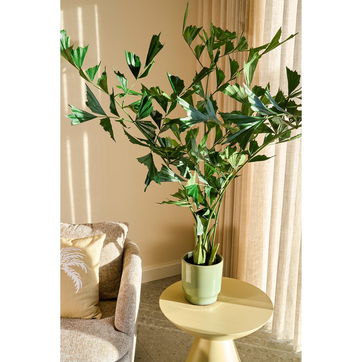 Caryota Vissenstaart Palm Kunstplant in Pot H150 x Ø100 cm Groen