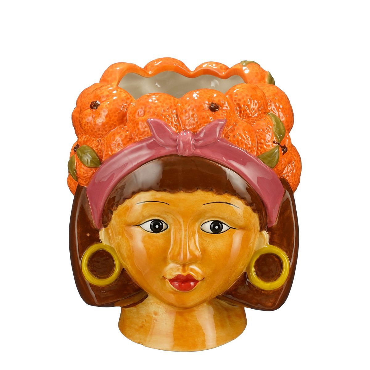 Vrouw Bloempot Binnen L20 x B20 x H22 cm Dolomiet Oranje