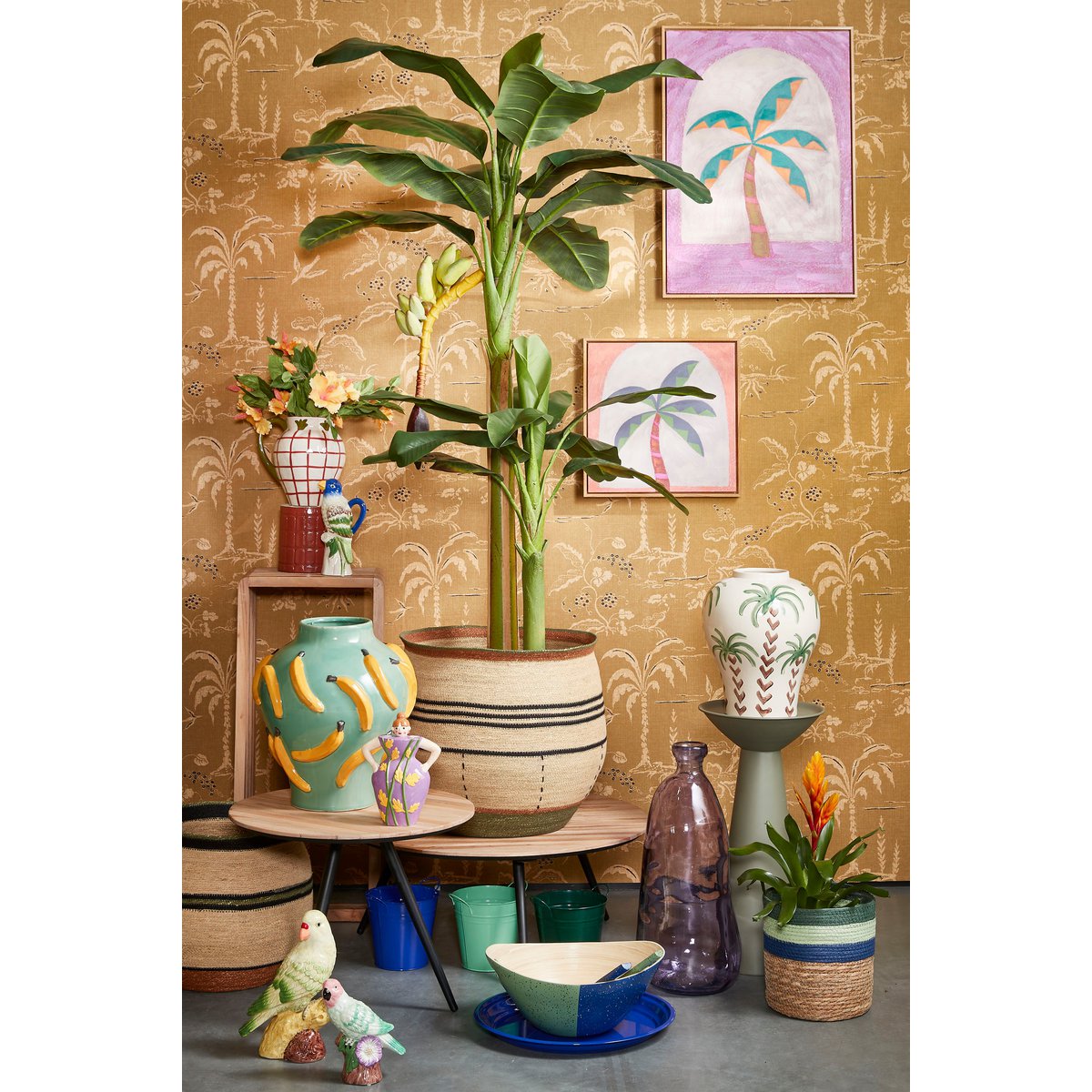 Palmbomen Vaas Keramiek Beige H32 x Ø26 cm