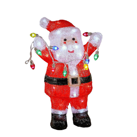 Vrolijke Buiten Kerstman L22 x B15 x H35 cm kleurrijk Kerstverlichting