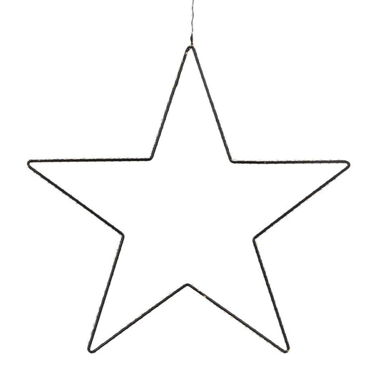 Hangende Ster met warm witte LED verlichting H128 x Ø58 cm zwart Kerstverlichting