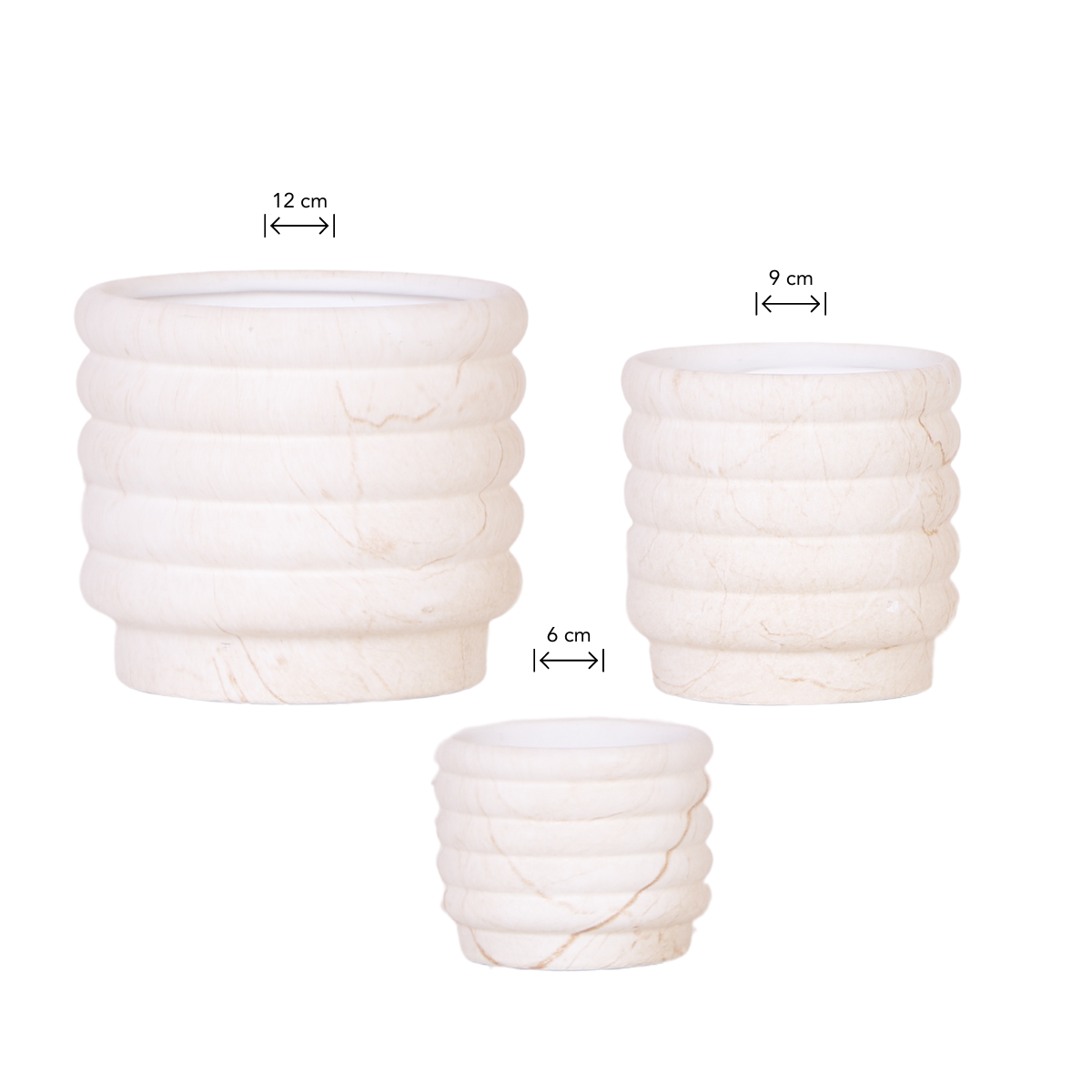 Trio Set Marble Wit potten