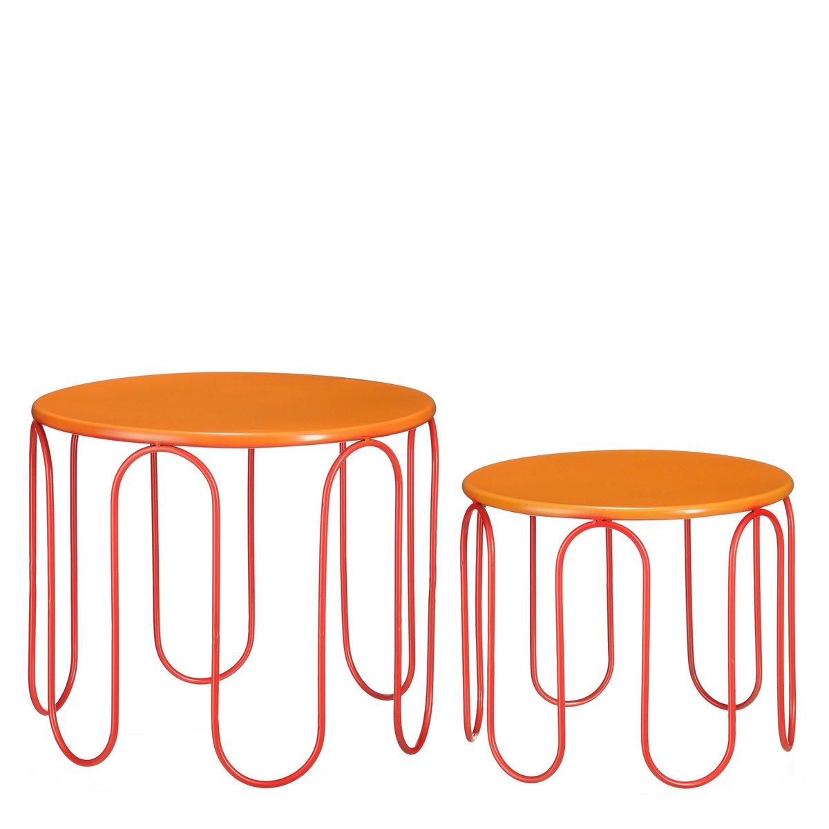 Lotte Bijzettafel Set van 2 H40 x Ø46 cm Metaal Oranje