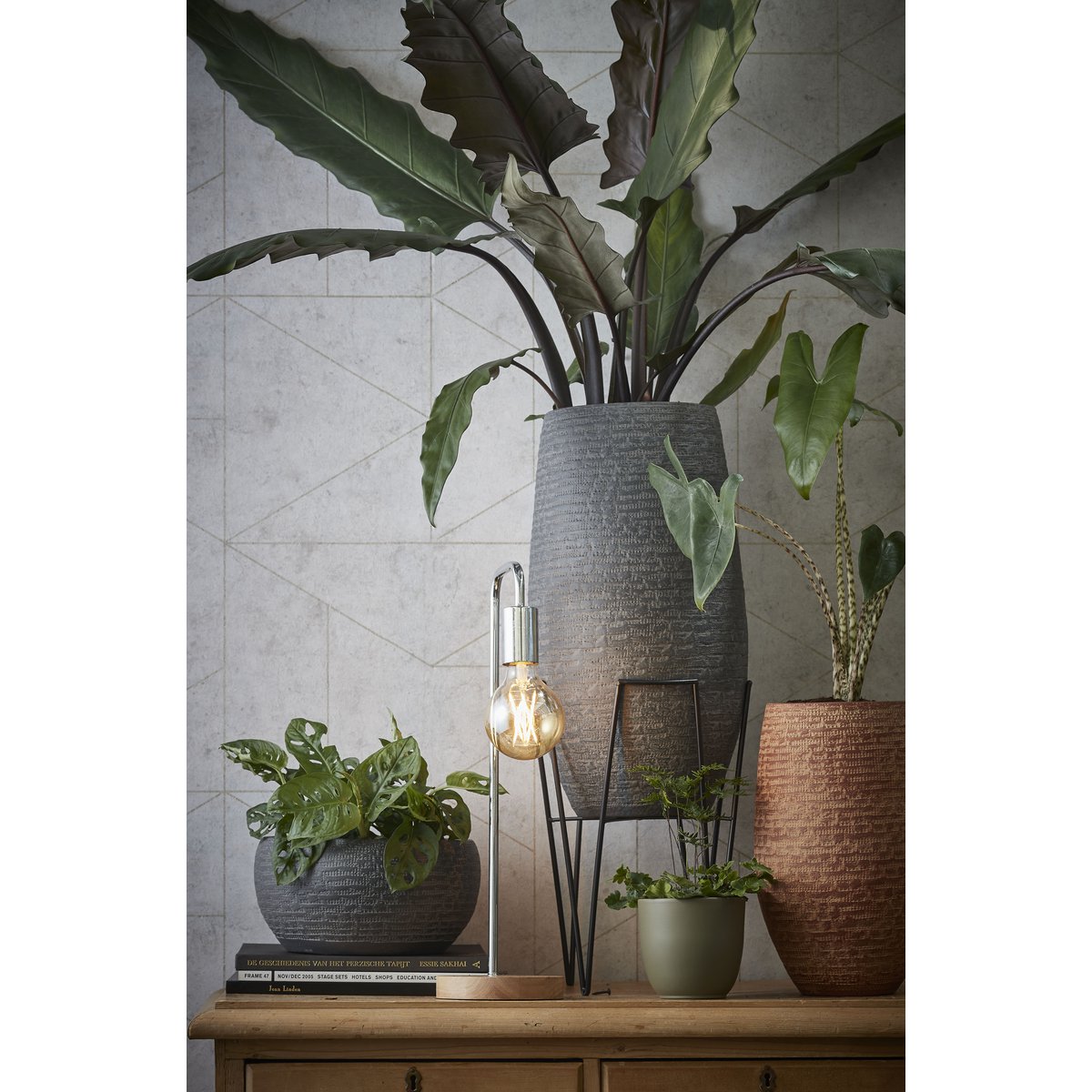 Terra Plantenstandaard L25 x B25 x H38 cm Metaal Zwart
