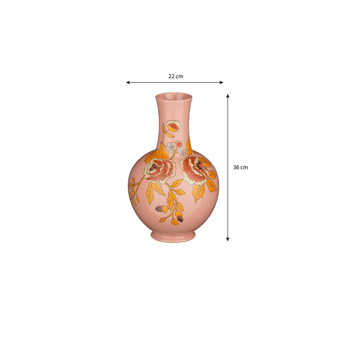 Bolla Vaas H36 x Ø22 cm Keramiek Roze met bloemen