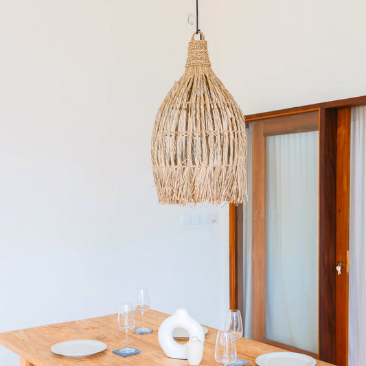 Dombago BOHO Plafondlamp grote trechtervormige  gemaakt van zeegras Ø 40 cm