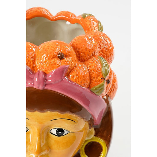 Vrouw Bloempot Binnen L20 x B20 x H22 cm Dolomiet Oranje