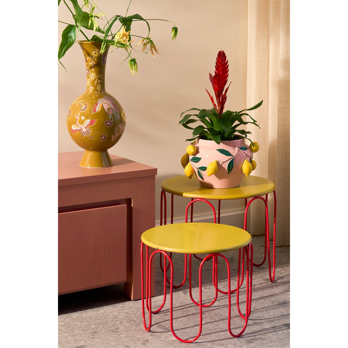 Citroen Bloempot Binnen H19 x Ø29 cm Keramiek Lichtroze
