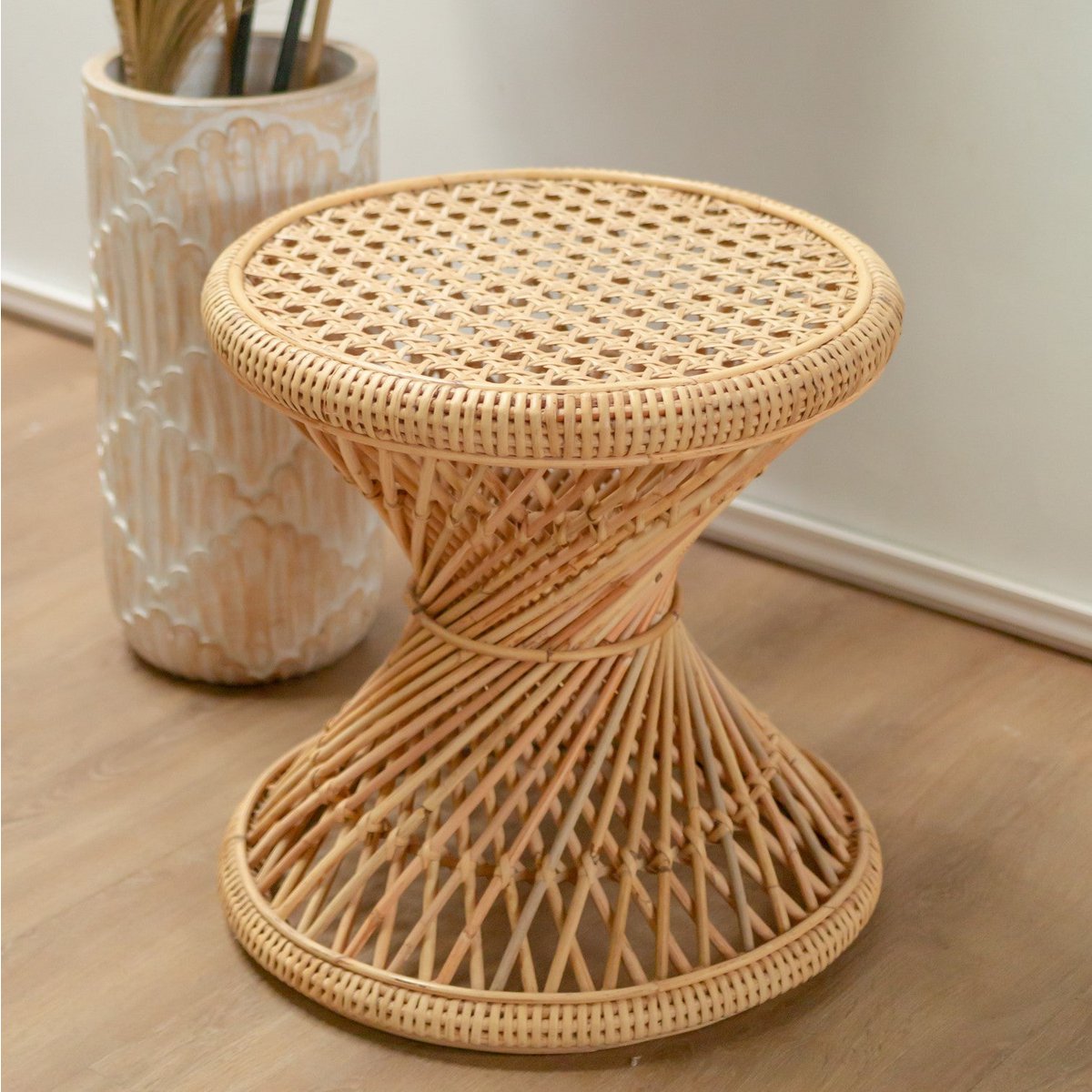 Nya Rotan bijzettafel Ronde salontafel Ø45 cm Beige