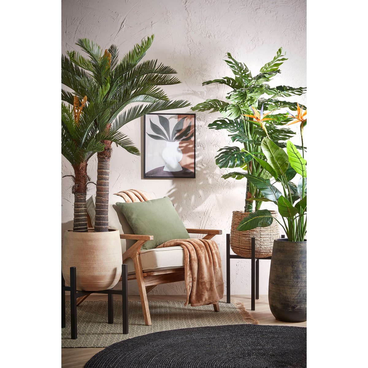 Flora Plantenstandaard XL L46 x B46 x H40 cm Metaal Zwart