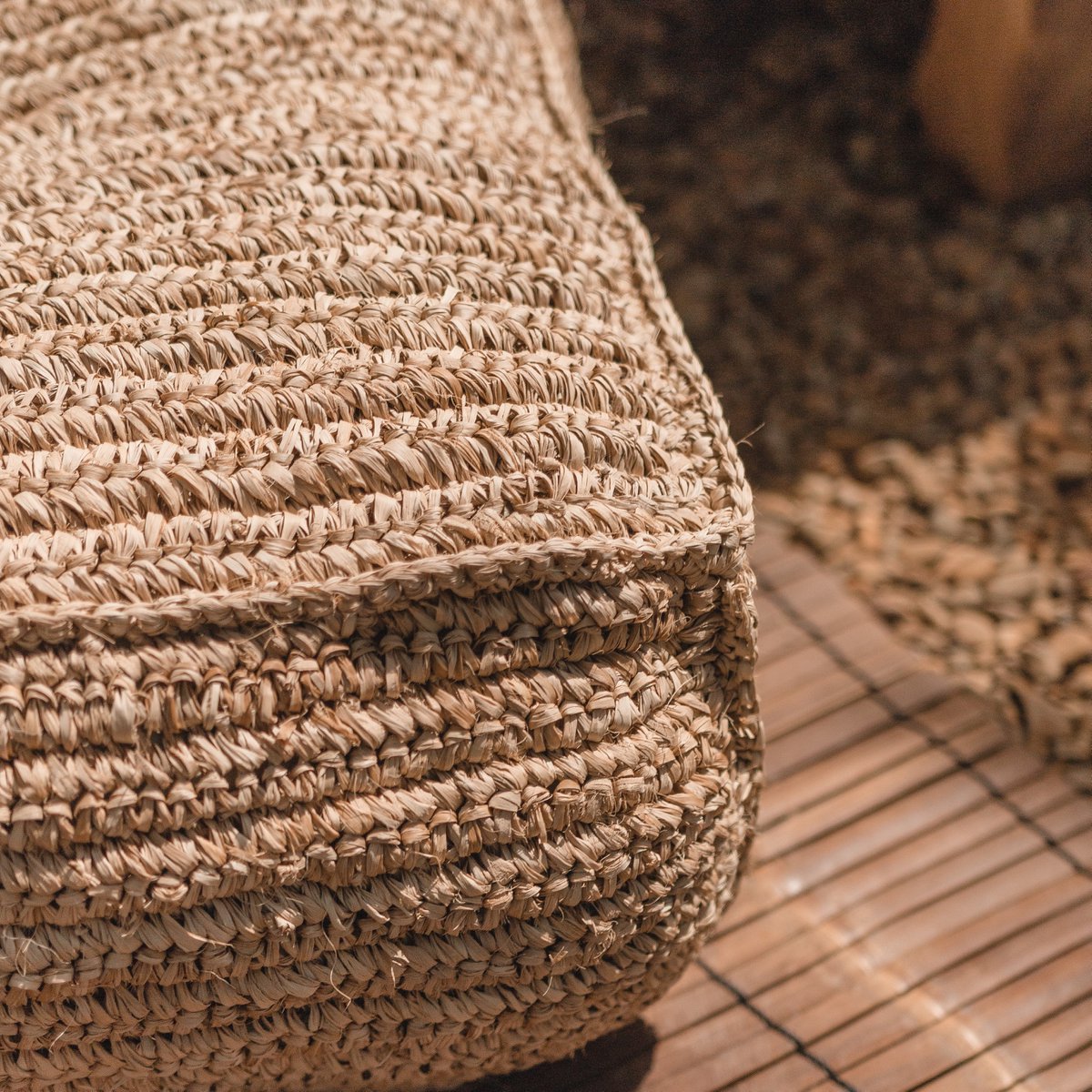 Annisa Poef Zitzak Handgemaakt van Raffia | Duurzaam & Uniek