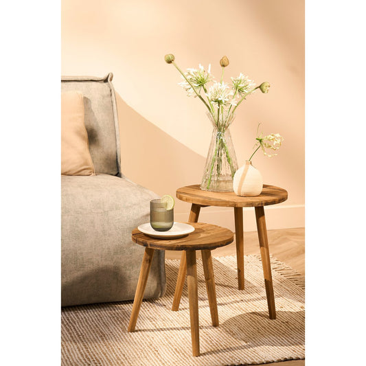 Houten Bijzettafel groot rond H43 x Ø40 cm Gerecycled Hout