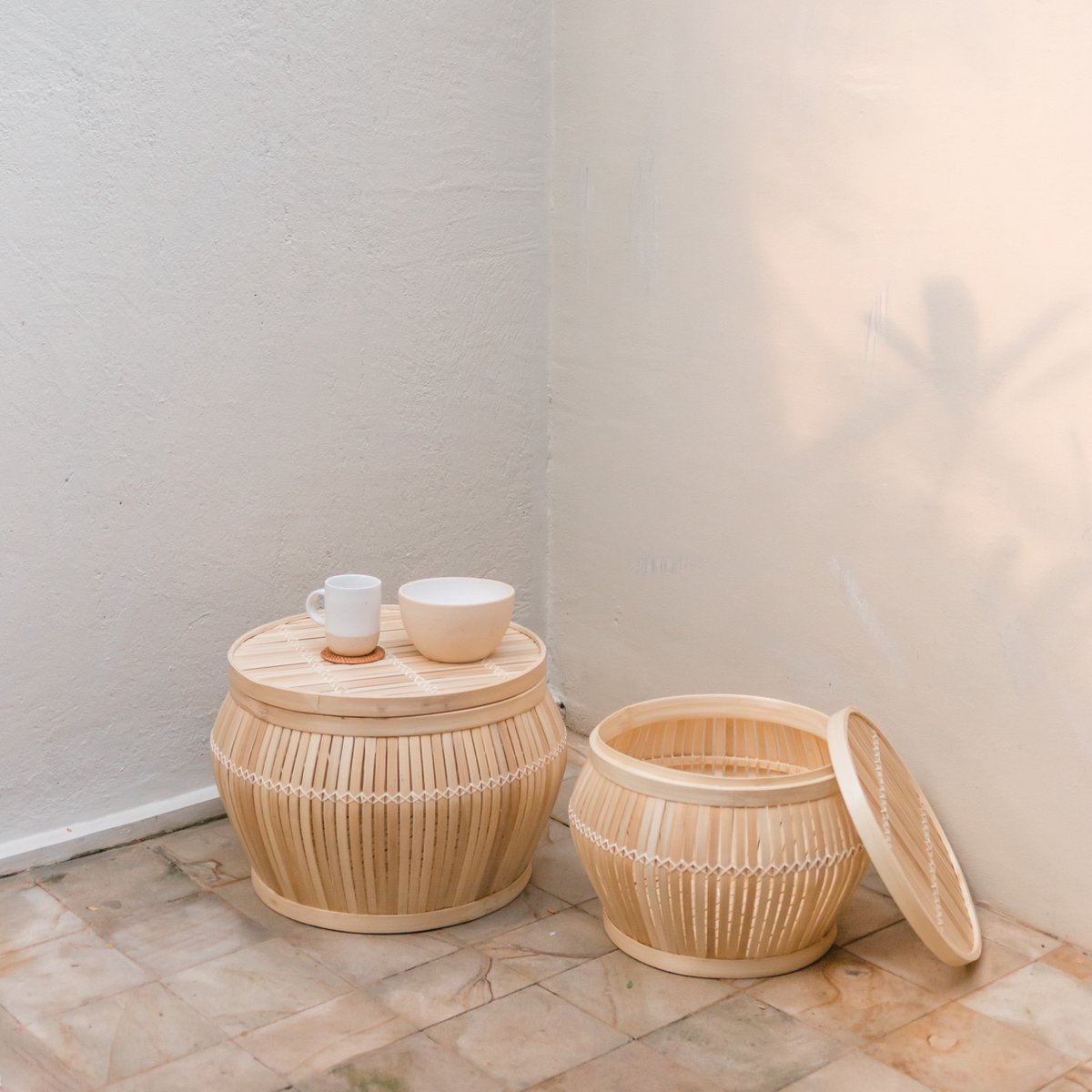 Sienna Bijzettafel Bamboe set van 2