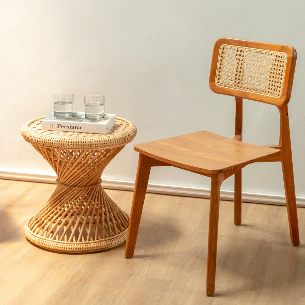 Nya Rotan bijzettafel Ronde salontafel Ø45 cm Beige